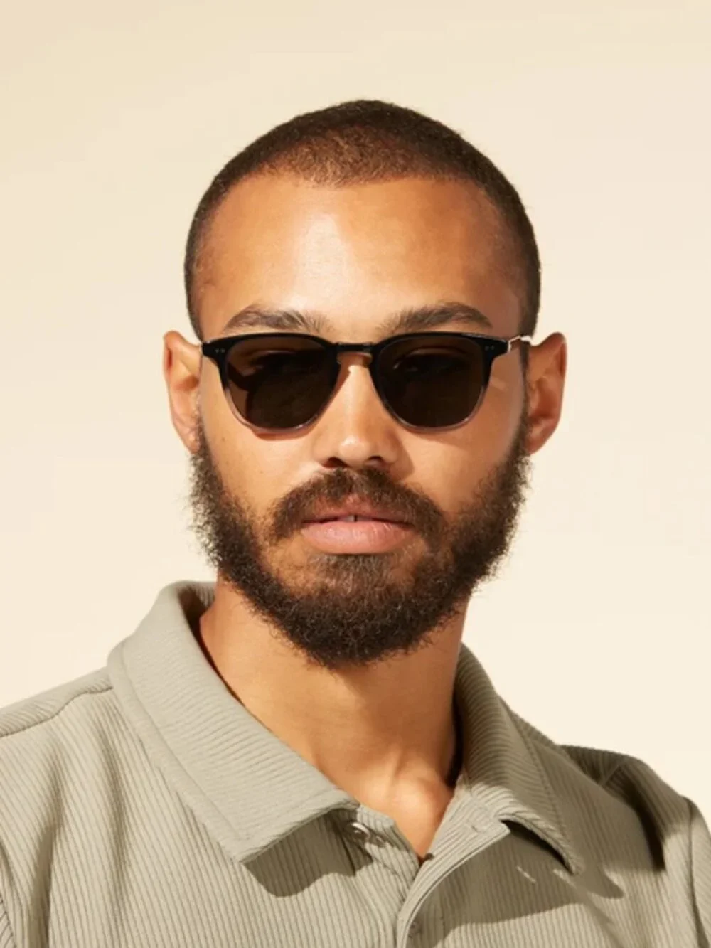 Garrett Leight Brooks Grey Frame Polarized Pure Green Lens Sunglasses w/ Case